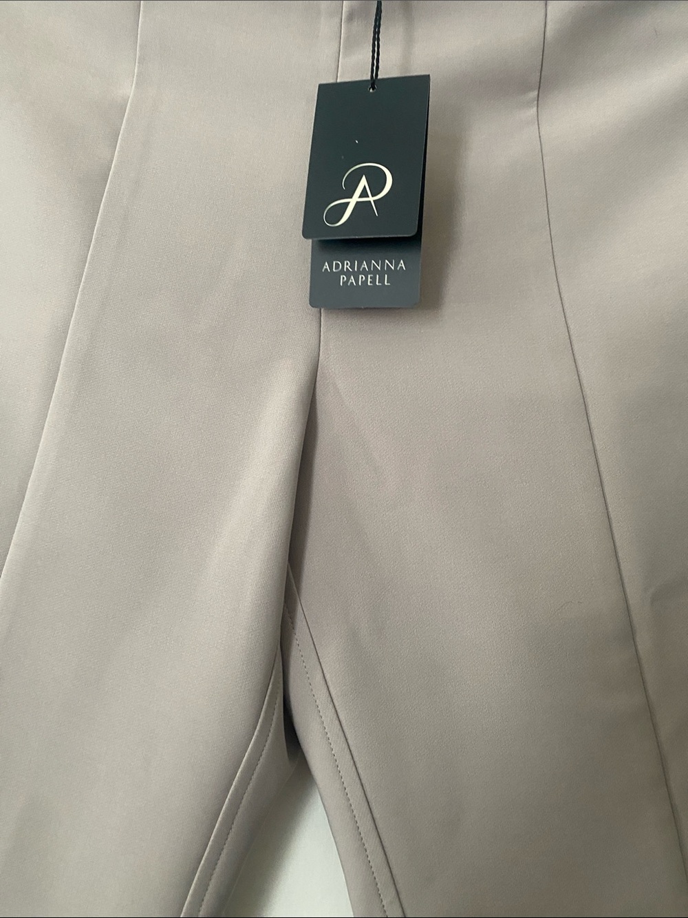 Adrianna Papell Slim Cropped Dress Pants in Light Taupe - Picture 4 of 6